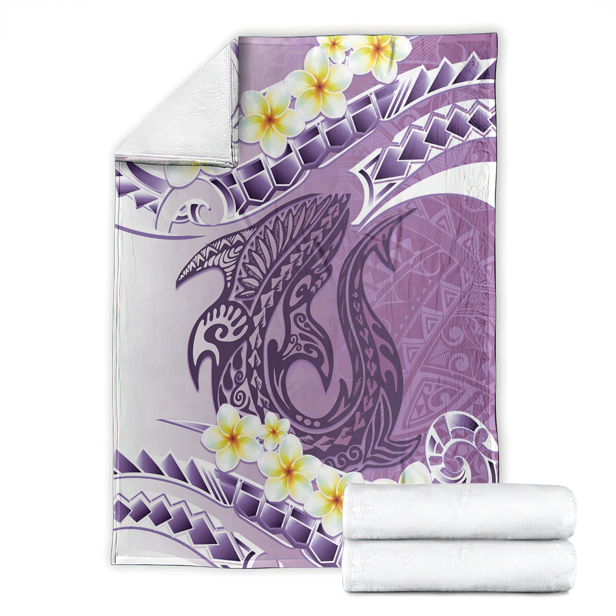 Purple Hawaii Shark Tattoo Blanket Frangipani With Polynesian Pastel Version LT14 - Polynesian Pride