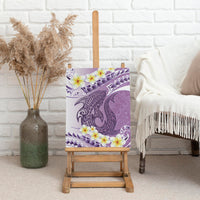Purple Hawaii Shark Tattoo Canvas Wall Art Frangipani With Polynesian Pastel Version
