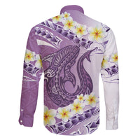 Purple Hawaii Shark Tattoo Family Matching Summer Maxi Dress and Hawaiian Shirt Frangipani With Polynesian Pastel Version