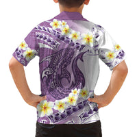 Purple Hawaii Shark Tattoo Family Matching Tank Maxi Dress and Hawaiian Shirt Frangipani With Polynesian Pastel Version