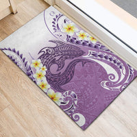 Purple Hawaii Shark Tattoo Rubber Doormat Frangipani With Polynesian Pastel Version