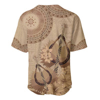 Brown Bula Fiji Baseball Jersey Fijian Dance Fan Tapa Cloth Pattern LT14 - Polynesian Pride