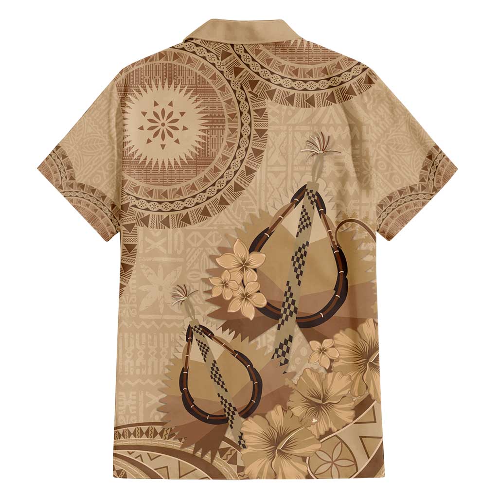 Brown Bula Fiji Family Matching Summer Maxi Dress and Hawaiian Shirt Fijian Dance Fan Tapa Cloth Pattern LT14 - Polynesian Pride