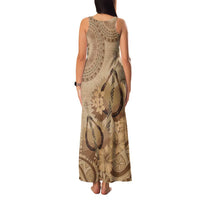 Brown Bula Fiji Family Matching Tank Maxi Dress and Hawaiian Shirt Fijian Dance Fan Tapa Cloth Pattern LT14 - Polynesian Pride