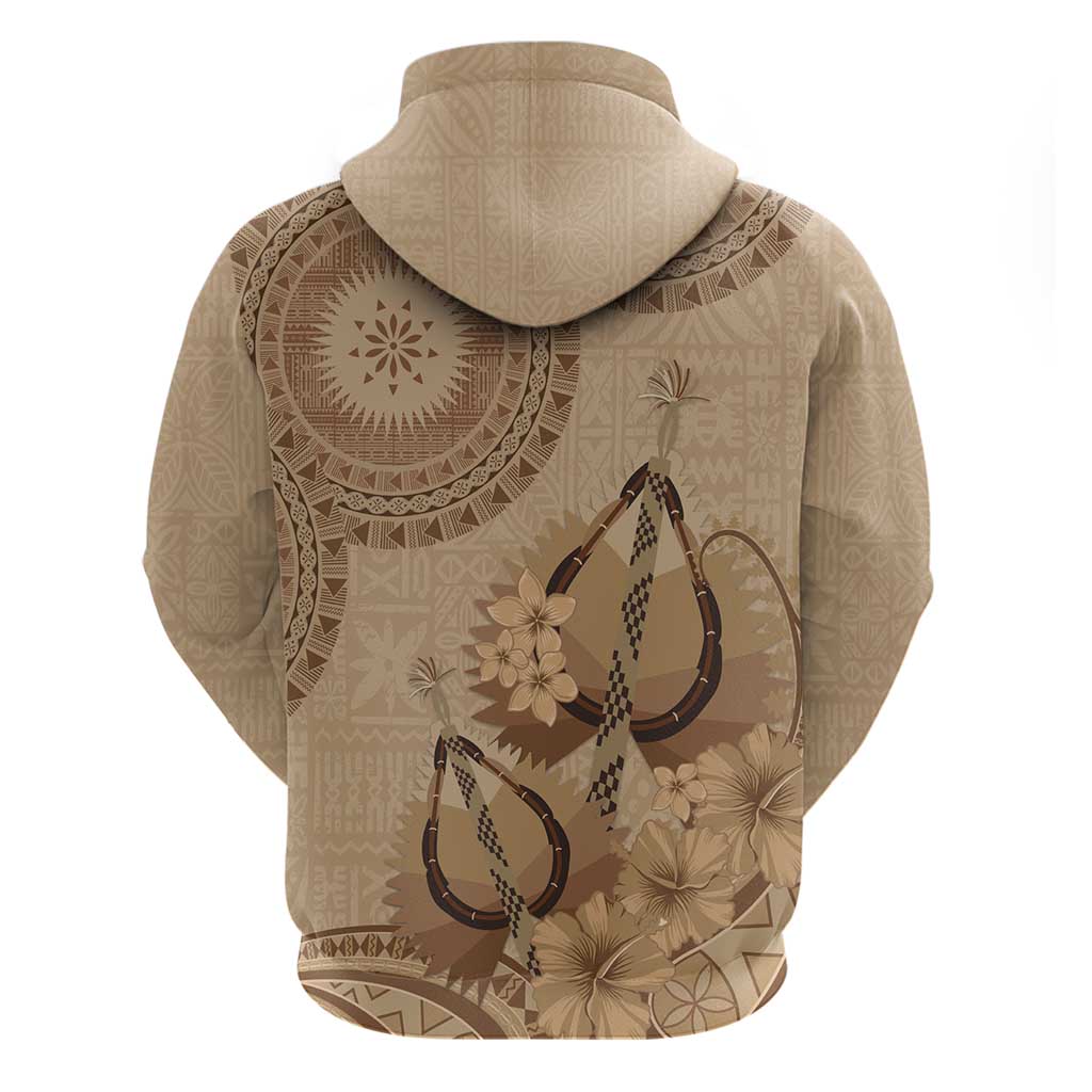 Brown Bula Fiji Hoodie Fijian Dance Fan Tapa Cloth Pattern LT14 - Polynesian Pride