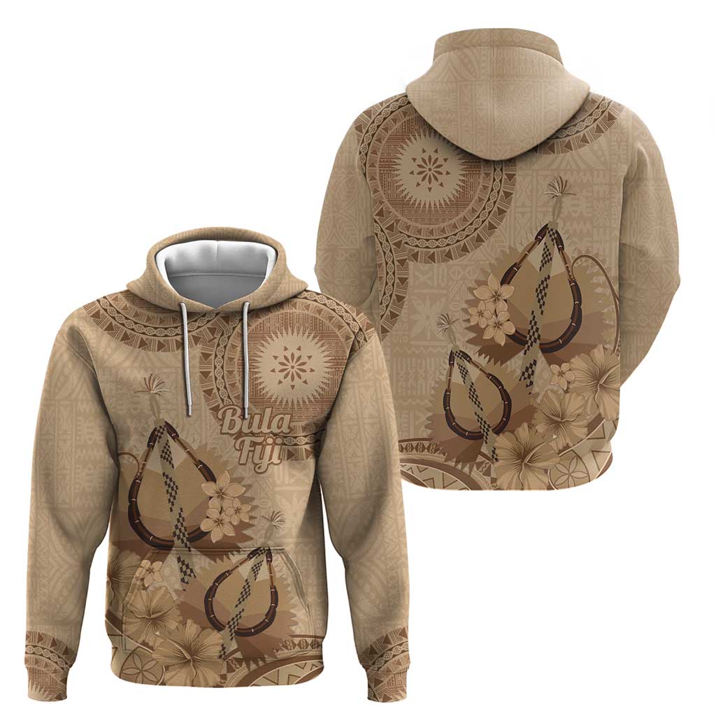Brown Bula Fiji Hoodie Fijian Dance Fan Tapa Cloth Pattern LT14 - Polynesian Pride