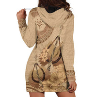 Brown Bula Fiji Hoodie Dress Fijian Dance Fan Tapa Cloth Pattern LT14 - Polynesian Pride
