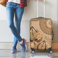 Brown Bula Fiji Luggage Cover Fijian Dance Fan Tapa Cloth Pattern