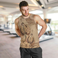 Brown Bula Fiji Men Tank Top Fijian Dance Fan Tapa Cloth Pattern LT14 Brown - Polynesian Pride