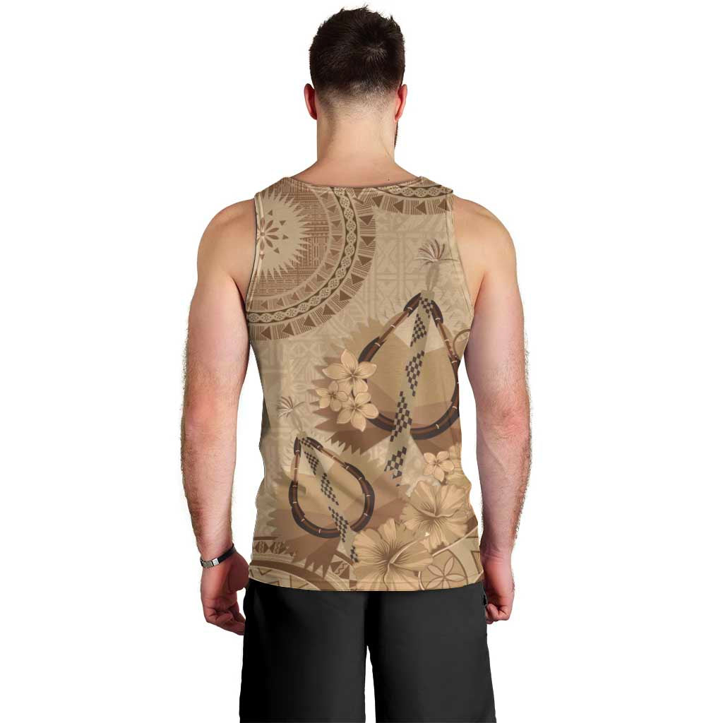Brown Bula Fiji Men Tank Top Fijian Dance Fan Tapa Cloth Pattern LT14 - Polynesian Pride