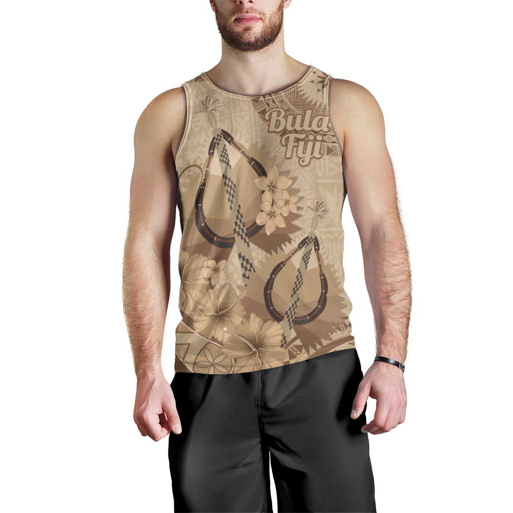 Brown Bula Fiji Men Tank Top Fijian Dance Fan Tapa Cloth Pattern LT14 - Polynesian Pride