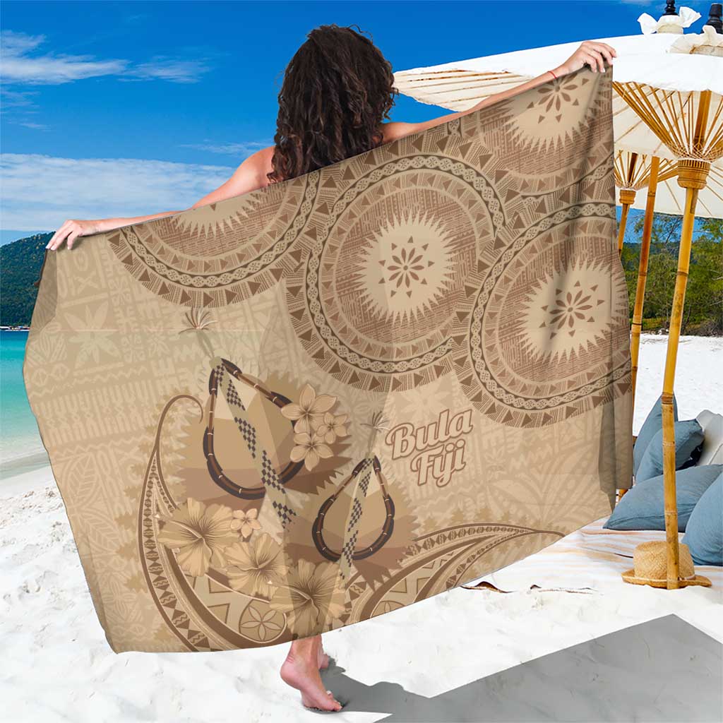 Brown Bula Fiji Sarong Fijian Dance Fan Tapa Cloth Pattern