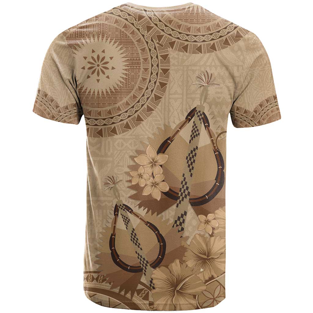 Brown Bula Fiji T Shirt Fijian Dance Fan Tapa Cloth Pattern