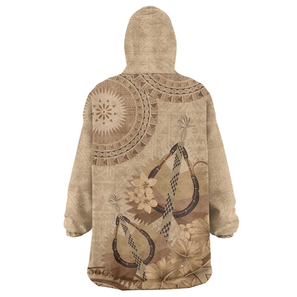 Brown Bula Fiji Wearable Blanket Hoodie Fijian Dance Fan Tapa Cloth Pattern LT14 - Polynesian Pride