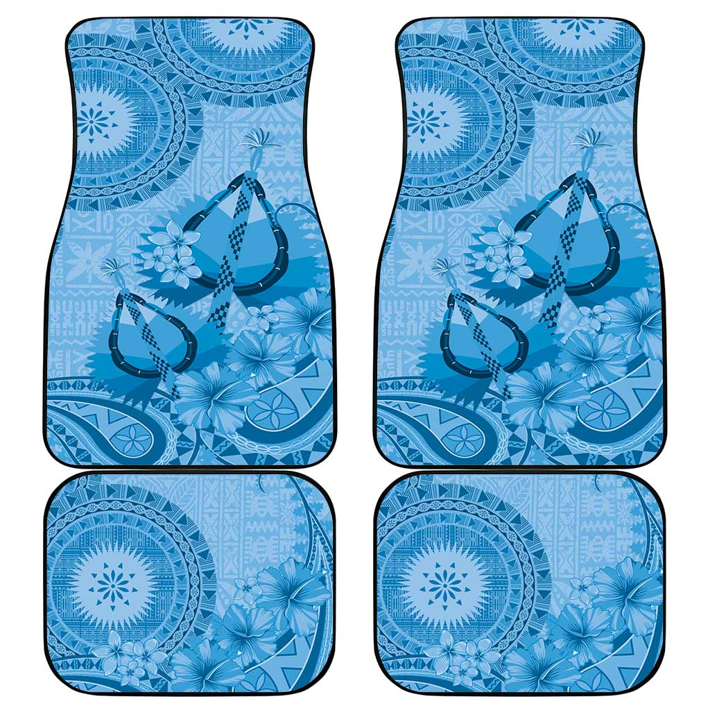 Blue Bula Fiji Car Mats Fijian Dance Fan Tapa Cloth Pattern LT14 - Polynesian Pride