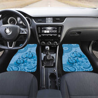 Blue Bula Fiji Car Mats Fijian Dance Fan Tapa Cloth Pattern LT14 Set 2pcs - Front Blue - Polynesian Pride