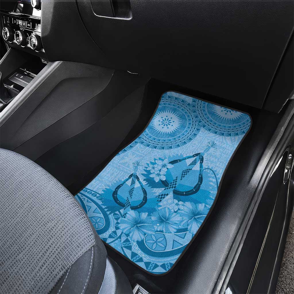 Blue Bula Fiji Car Mats Fijian Dance Fan Tapa Cloth Pattern LT14 - Polynesian Pride