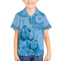 Blue Bula Fiji Hawaiian Shirt Fijian Dance Fan Tapa Cloth Pattern