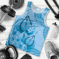 Blue Bula Fiji Men Tank Top Fijian Dance Fan Tapa Cloth Pattern