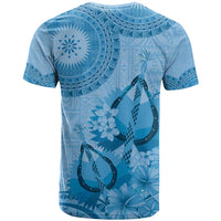Blue Bula Fiji T Shirt Fijian Dance Fan Tapa Cloth Pattern