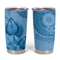 Blue Bula Fiji Tumbler Cup Fijian Dance Fan Tapa Cloth Pattern LT14 Blue - Polynesian Pride