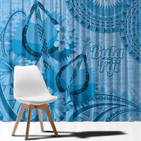 Blue Bula Fiji Window Curtain Fijian Dance Fan Tapa Cloth Pattern LT14 - Polynesian Pride
