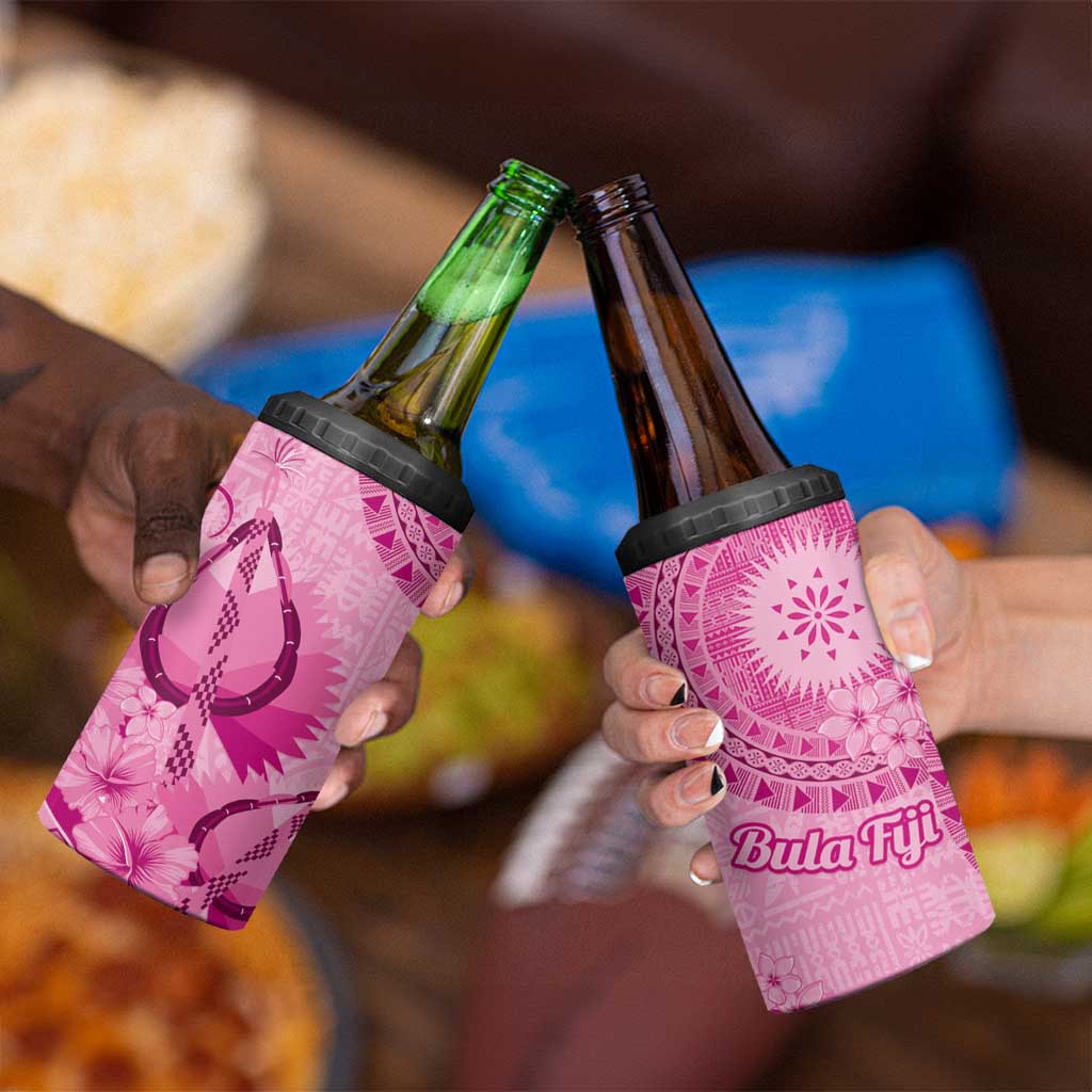 Pink Bula Fiji 4 in 1 Can Cooler Tumbler Fijian Dance Fan Tapa Cloth Pattern LT14 - Polynesian Pride