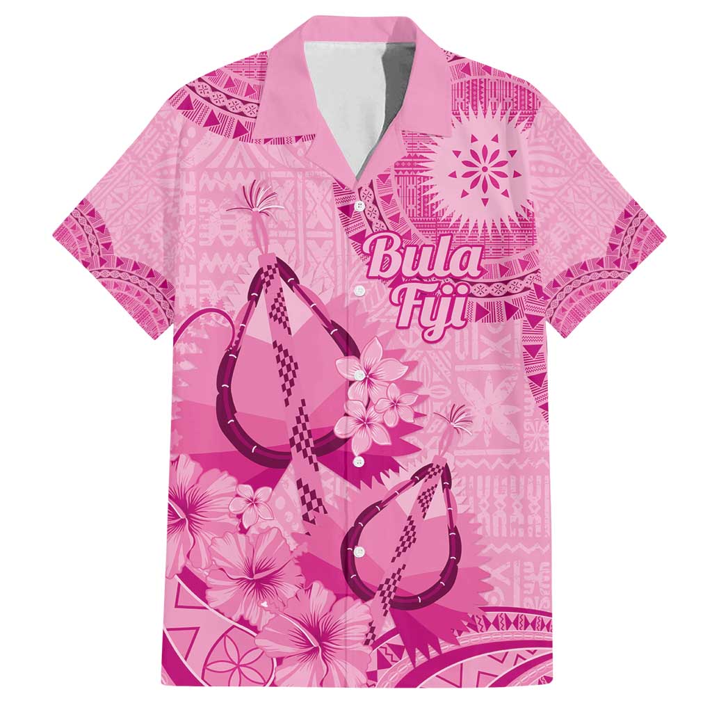 Pink Bula Fiji Family Matching Summer Maxi Dress and Hawaiian Shirt Fijian Dance Fan Tapa Cloth Pattern