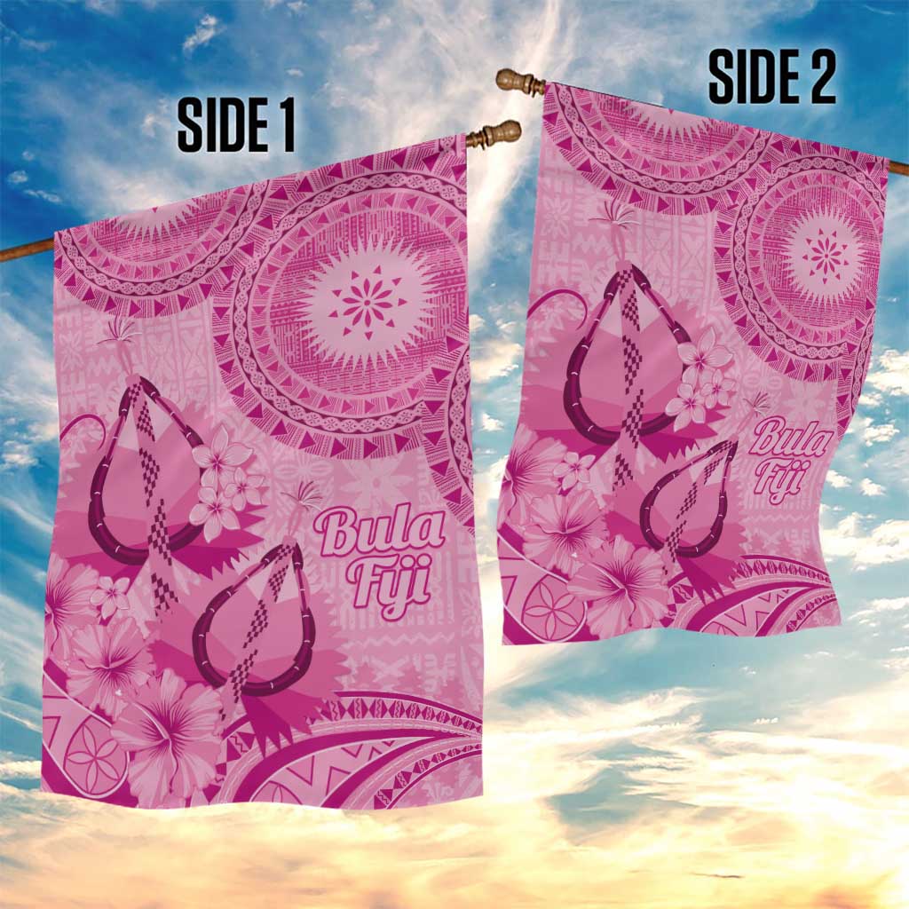 Pink Bula Fiji Garden Flag Fijian Dance Fan Tapa Cloth Pattern