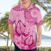 Pink Bula Fiji Hawaiian Shirt Fijian Dance Fan Tapa Cloth Pattern