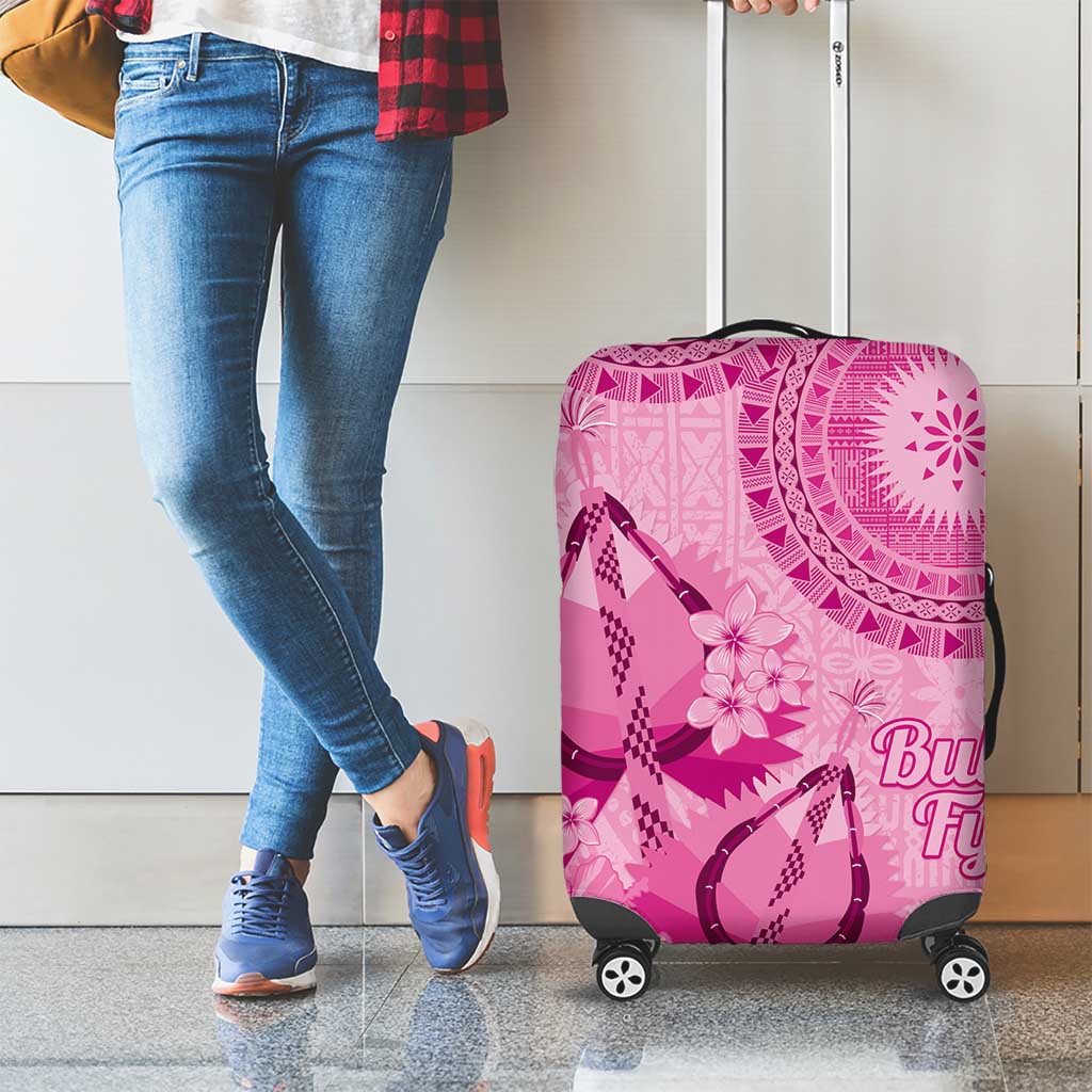 Pink Bula Fiji Luggage Cover Fijian Dance Fan Tapa Cloth Pattern