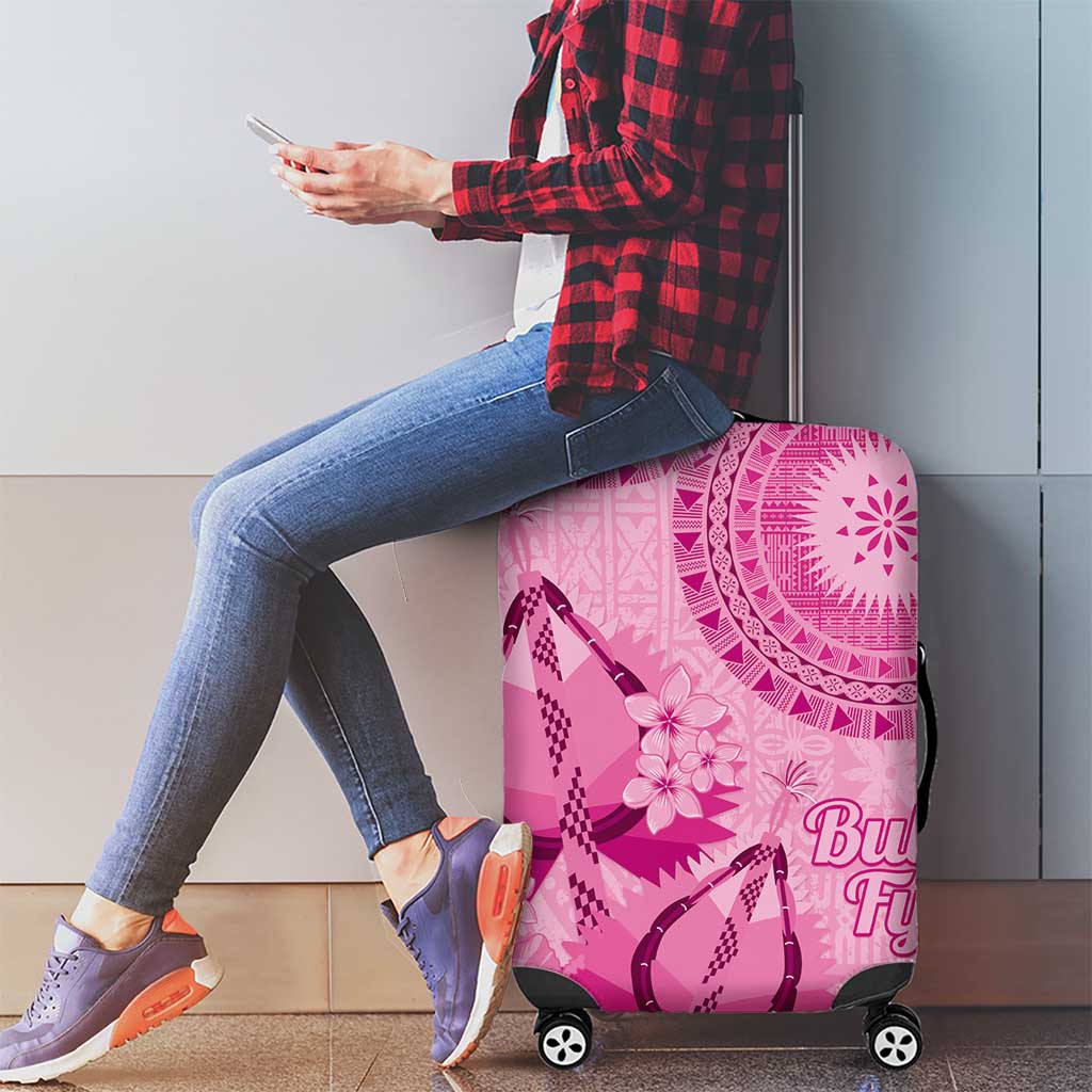 Pink Bula Fiji Luggage Cover Fijian Dance Fan Tapa Cloth Pattern