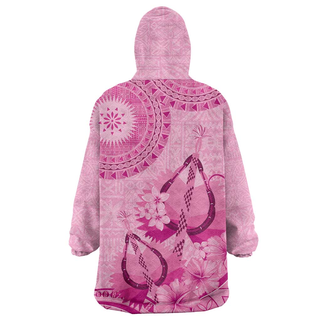 Pink Bula Fiji Wearable Blanket Hoodie Fijian Dance Fan Tapa Cloth Pattern LT14 - Polynesian Pride