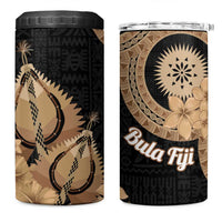 Black Bula Fiji 4 in 1 Can Cooler Tumbler Fijian Dance Fan Tapa Cloth Pattern LT14 One Size: 16 oz Black - Polynesian Pride