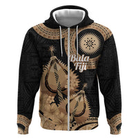 Black Bula Fiji Hoodie Fijian Dance Fan Tapa Cloth Pattern LT14 Zip Hoodie Black - Polynesian Pride
