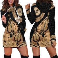 Black Bula Fiji Hoodie Dress Fijian Dance Fan Tapa Cloth Pattern LT14 - Polynesian Pride