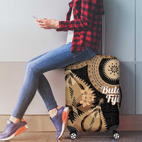 Black Bula Fiji Luggage Cover Fijian Dance Fan Tapa Cloth Pattern