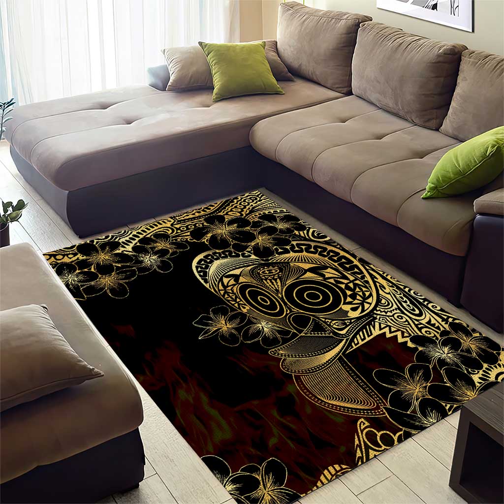 Frangipani Festival Rabaul Area Rug PNG Tribal Baining Mask Tattoo LT14 - Polynesian Pride