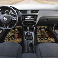 Frangipani Festival Rabaul Car Mats PNG Tribal Baining Mask Tattoo LT14 Set 2pcs - Front Black - Polynesian Pride