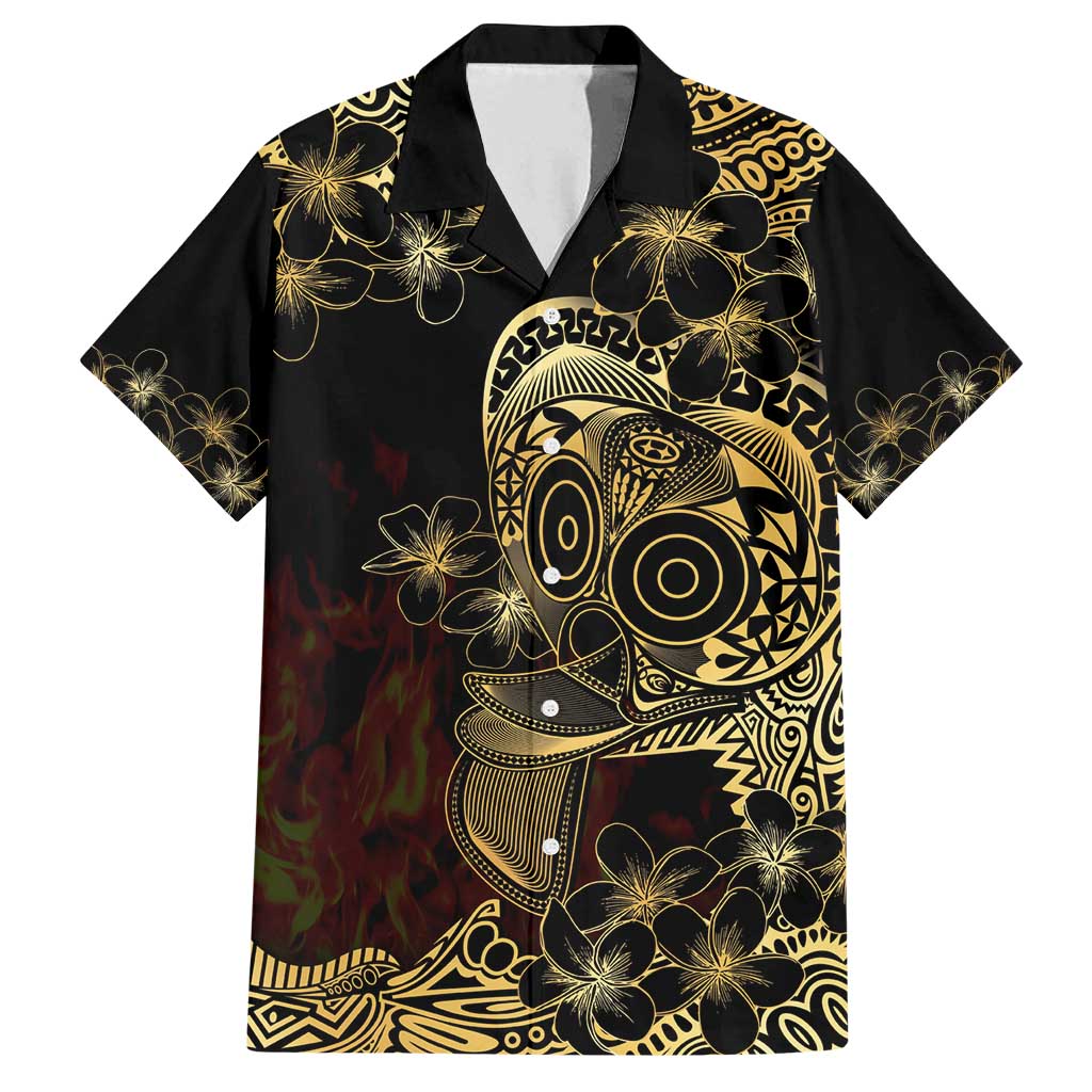 Frangipani Festival Rabaul Family Matching Long Sleeve Bodycon Dress and Hawaiian Shirt PNG Tribal Baining Mask Tattoo - Polynesian Pride