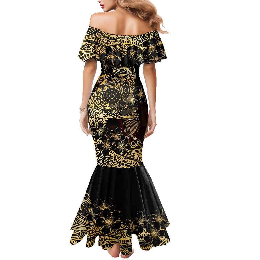 Frangipani Festival Rabaul Family Matching Mermaid Dress and Hawaiian Shirt PNG Tribal Baining Mask Tattoo - Polynesian Pride