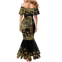 Frangipani Festival Rabaul Family Matching Mermaid Dress and Hawaiian Shirt PNG Tribal Baining Mask Tattoo - Polynesian Pride