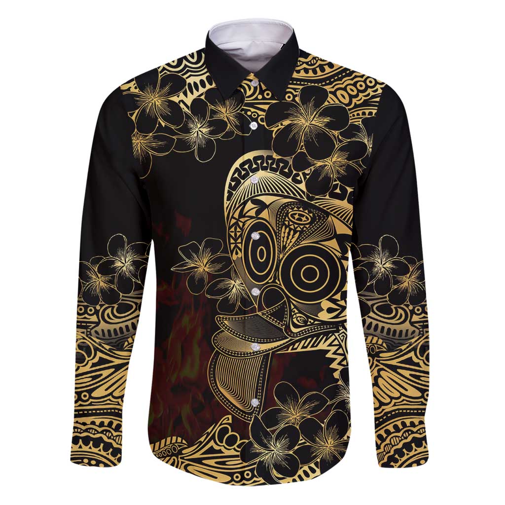 Frangipani Festival Rabaul Family Matching Puletasi and Hawaiian Shirt PNG Tribal Baining Mask Tattoo - Polynesian Pride