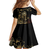 Frangipani Festival Rabaul Family Matching Short Sleeve Bodycon Dress and Hawaiian Shirt PNG Tribal Baining Mask Tattoo - Polynesian Pride