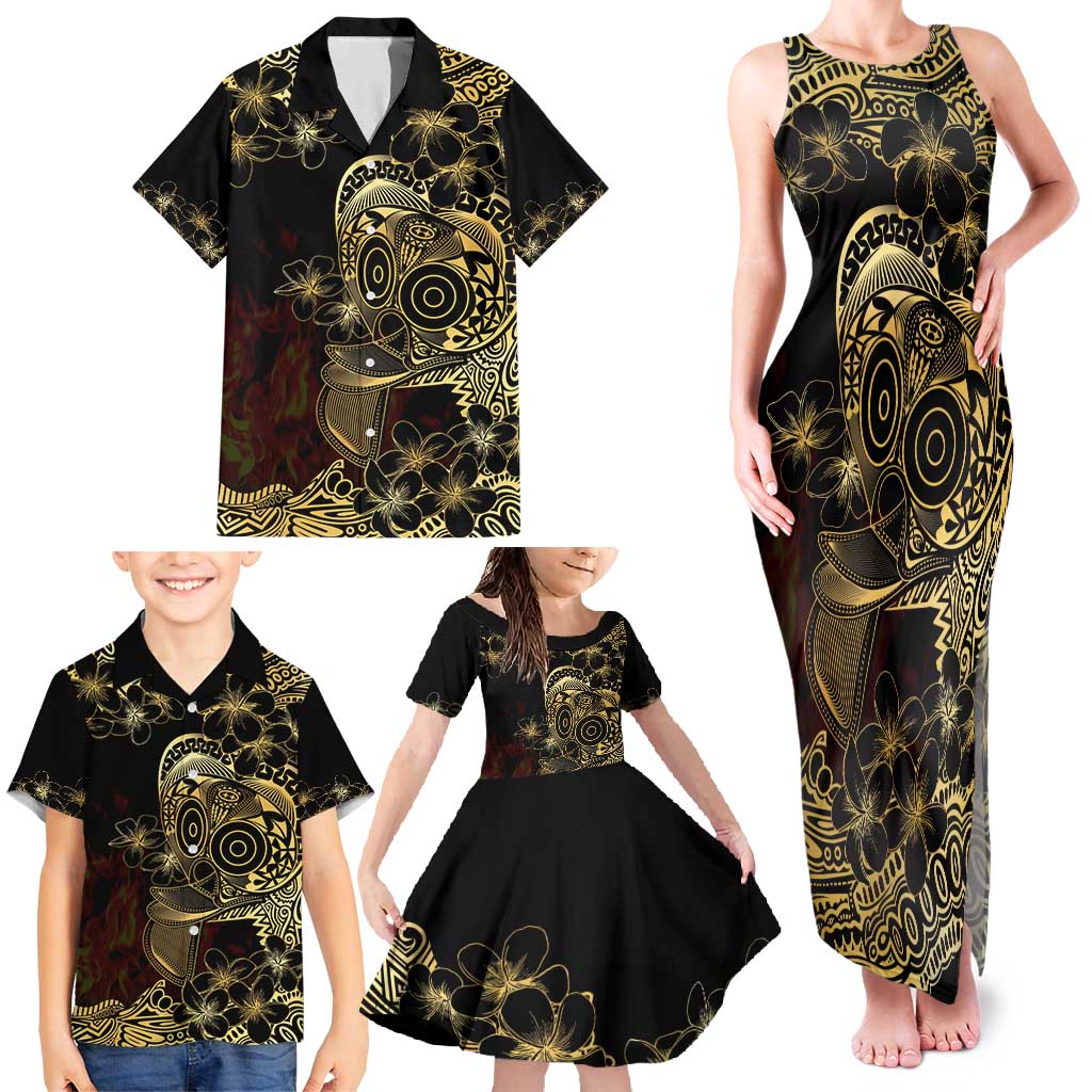 Frangipani Festival Rabaul Family Matching Tank Maxi Dress and Hawaiian Shirt PNG Tribal Baining Mask Tattoo - Polynesian Pride