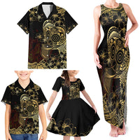 Frangipani Festival Rabaul Family Matching Tank Maxi Dress and Hawaiian Shirt PNG Tribal Baining Mask Tattoo - Polynesian Pride