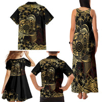 Frangipani Festival Rabaul Family Matching Tank Maxi Dress and Hawaiian Shirt PNG Tribal Baining Mask Tattoo - Polynesian Pride
