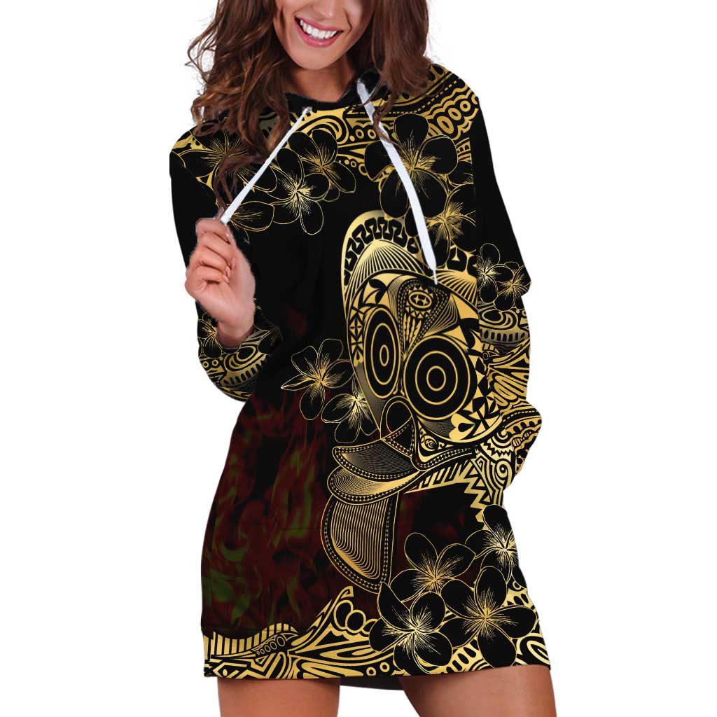 Frangipani Festival Rabaul Hoodie Dress PNG Tribal Baining Mask Tattoo - Polynesian Pride