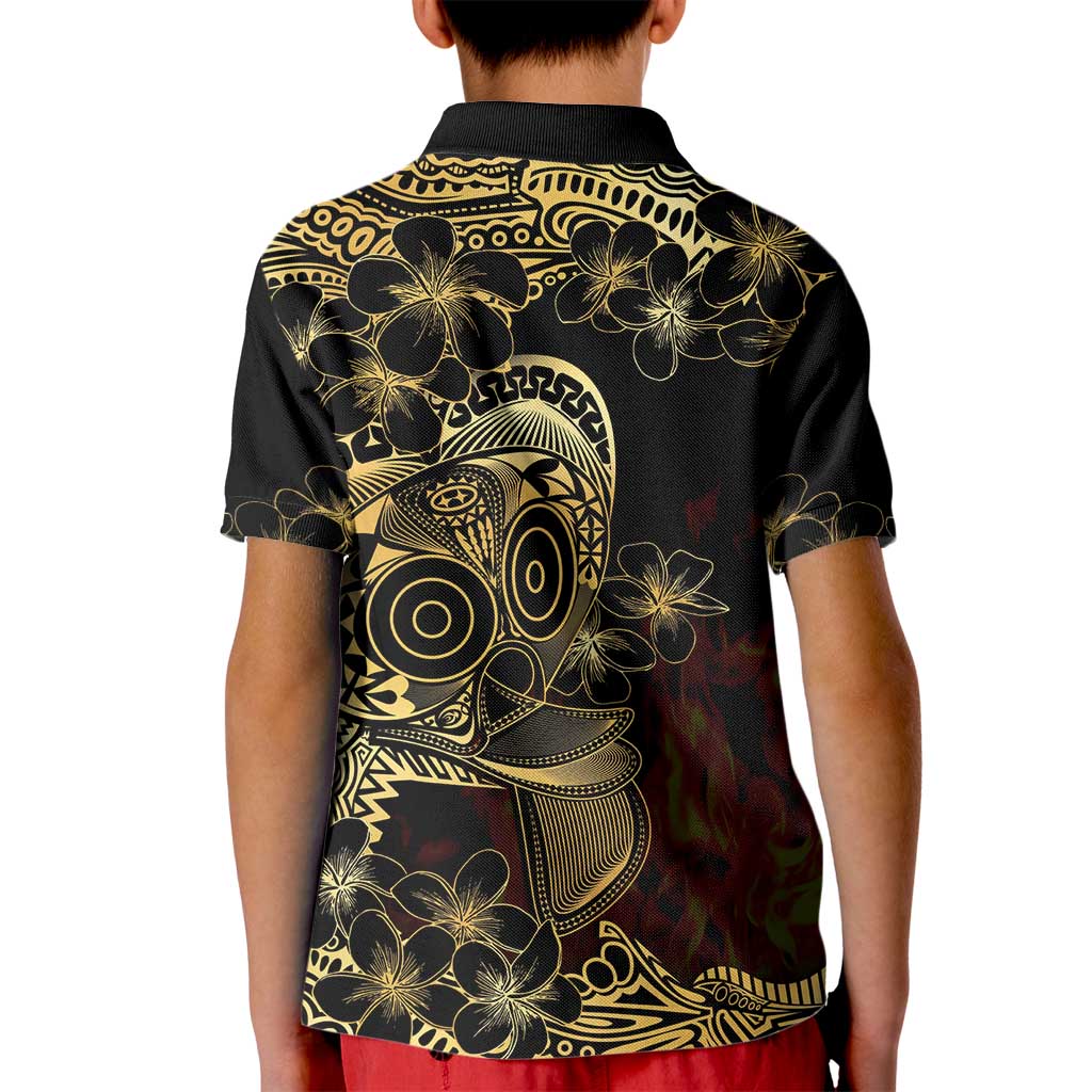 Frangipani Festival Rabaul Kid Polo Shirt PNG Tribal Baining Mask Tattoo - Polynesian Pride