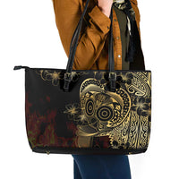 Frangipani Festival Rabaul Leather Tote Bag PNG Tribal Baining Mask Tattoo - Polynesian Pride